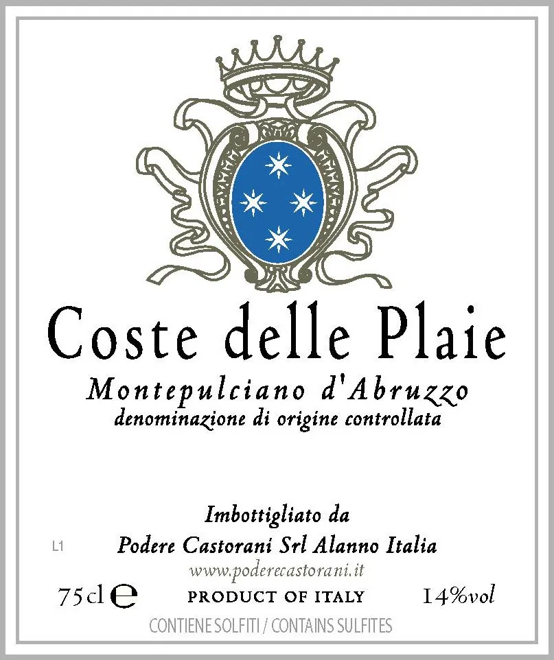 Montepulciano d'Abruzzo Coste delle Plaie Bottle