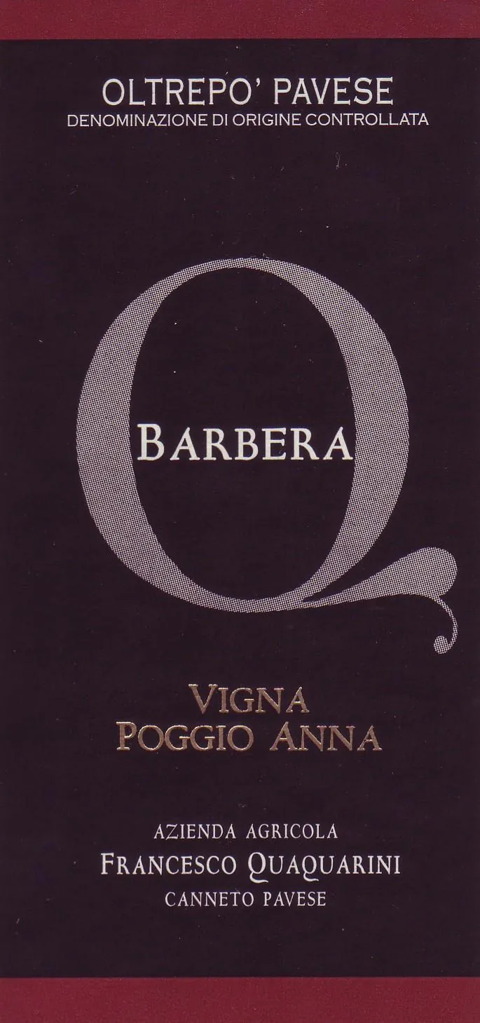Oltrepo Pavese Vigna Poggio Anna Barbera Bottle