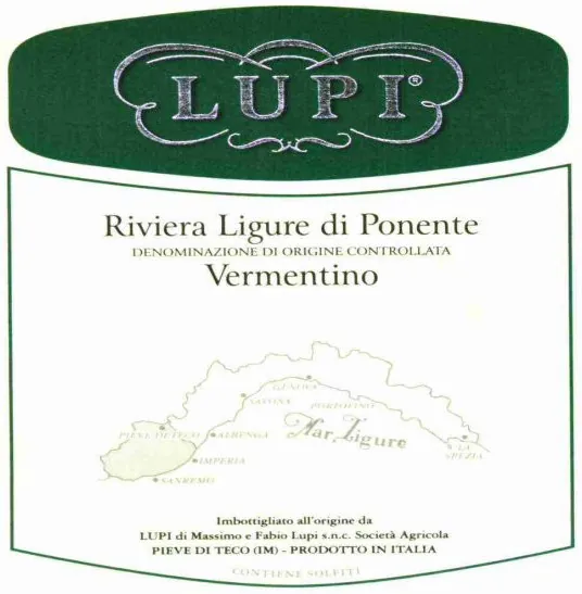 Riviera Ligure di Ponente Vermentino Bottle