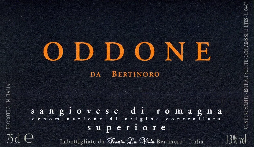 Sangiovese di Romagna Superiore Bertinoro Oddone Bottle