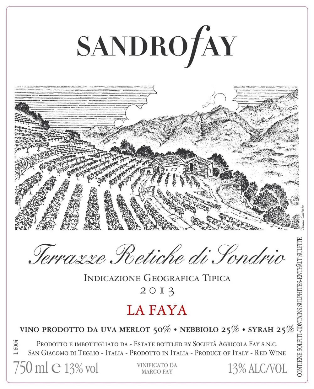 Terrazze Retiche di Sondrio La Faya Rosso Bottle
