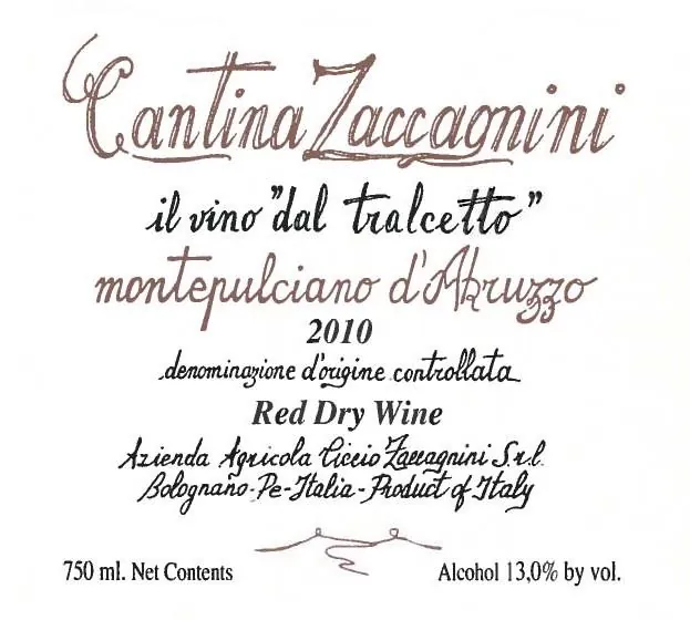 Montepulciano d'Abruzzo Il Vino Dal Tralcetto Bottle