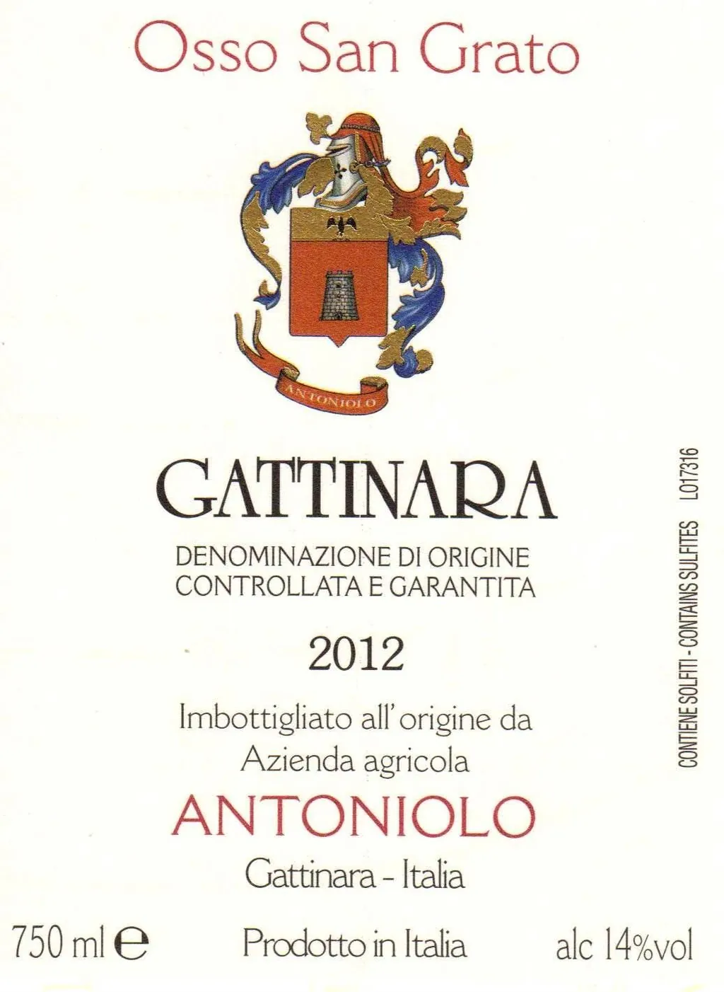 Osso San Grato Gattinara Bottle