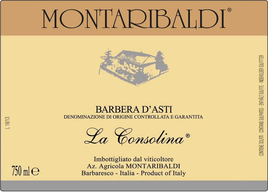 Montaribaldi Barbera d'Asti La Consolina Bottle
