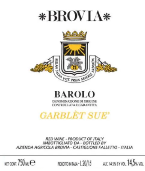 Barolo Garblet Sue Bottle