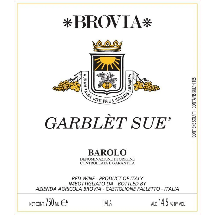 Garblet Sue Barolo Bottle