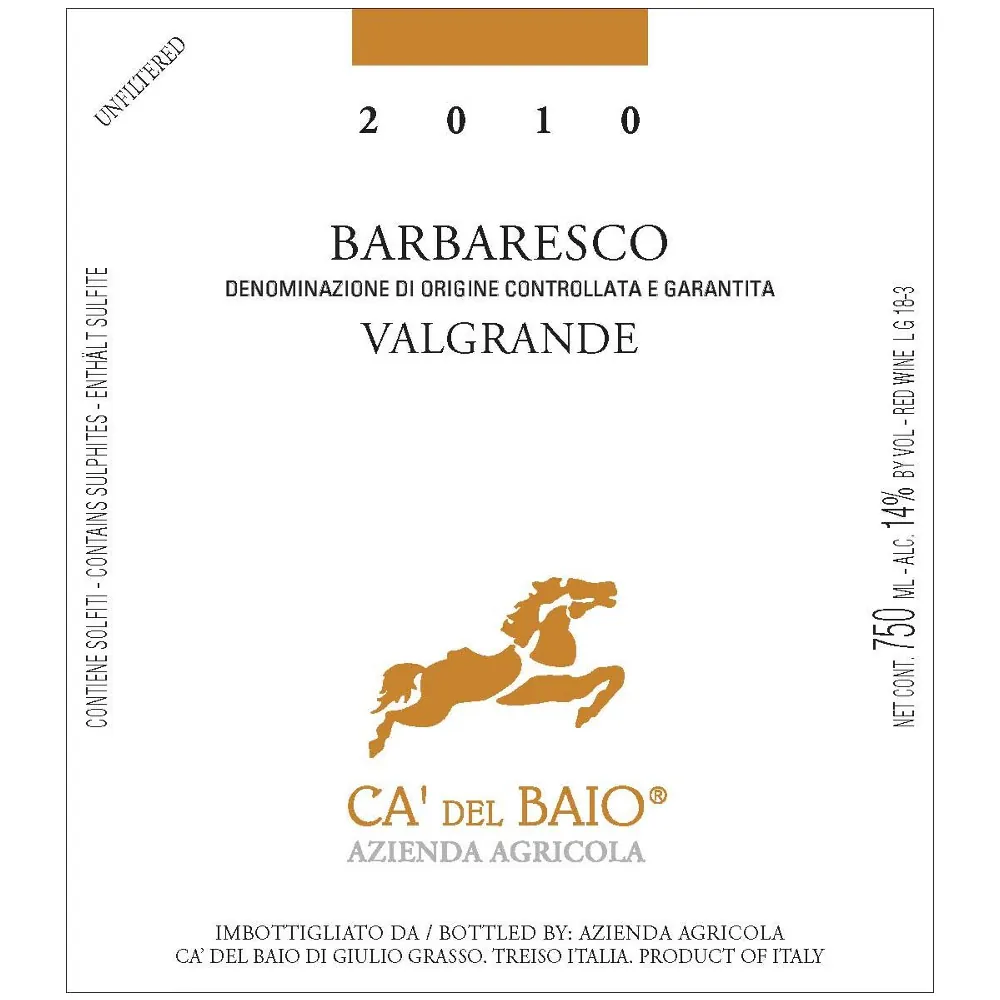 Barbaresco Valgrande Bottle