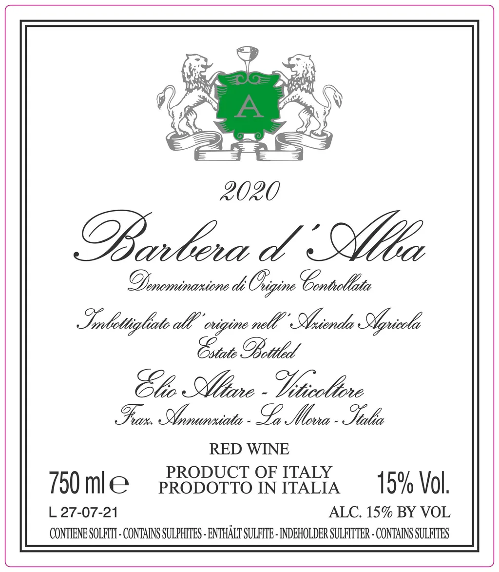 Barbera d'Alba Bottle