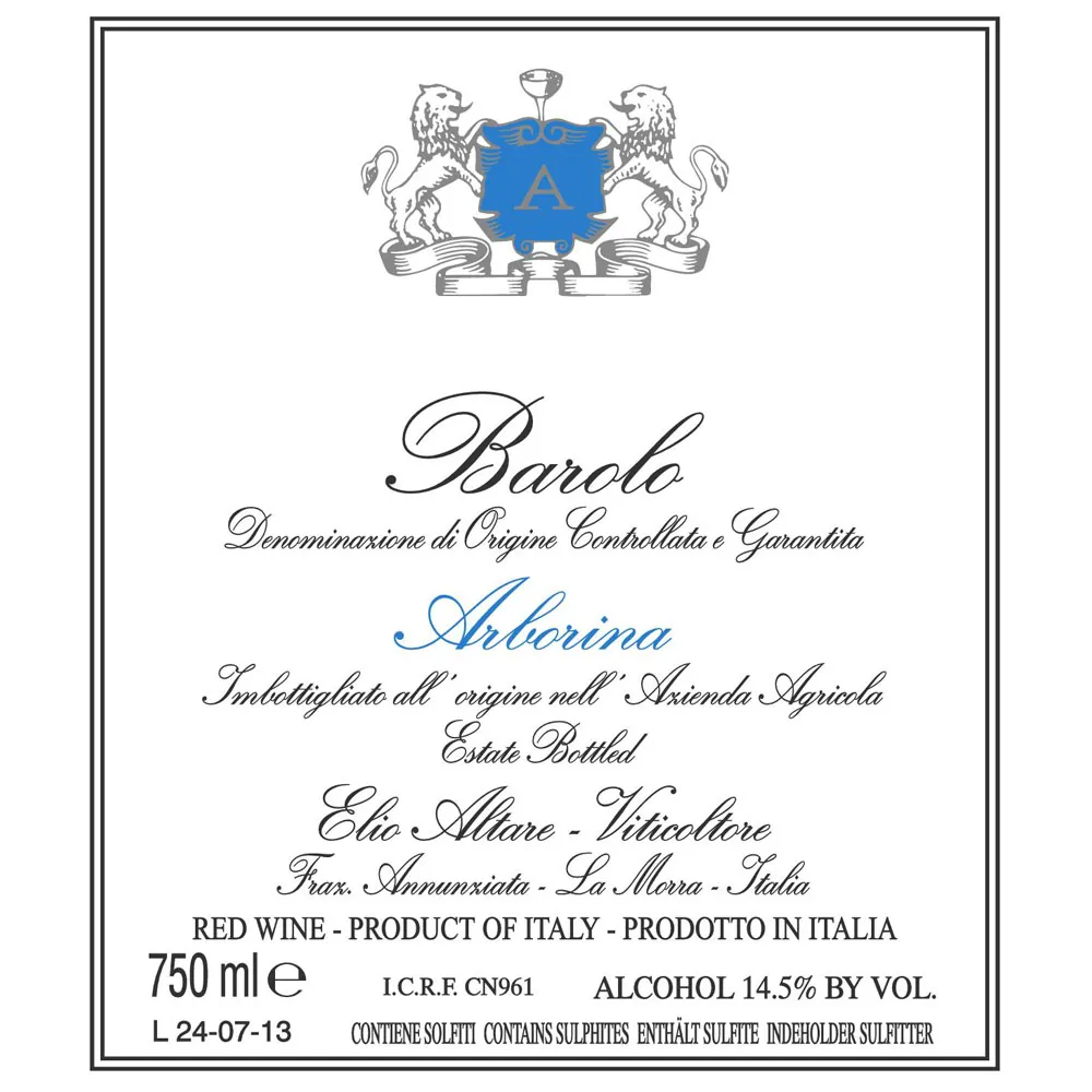 Barolo Arborina Bottle