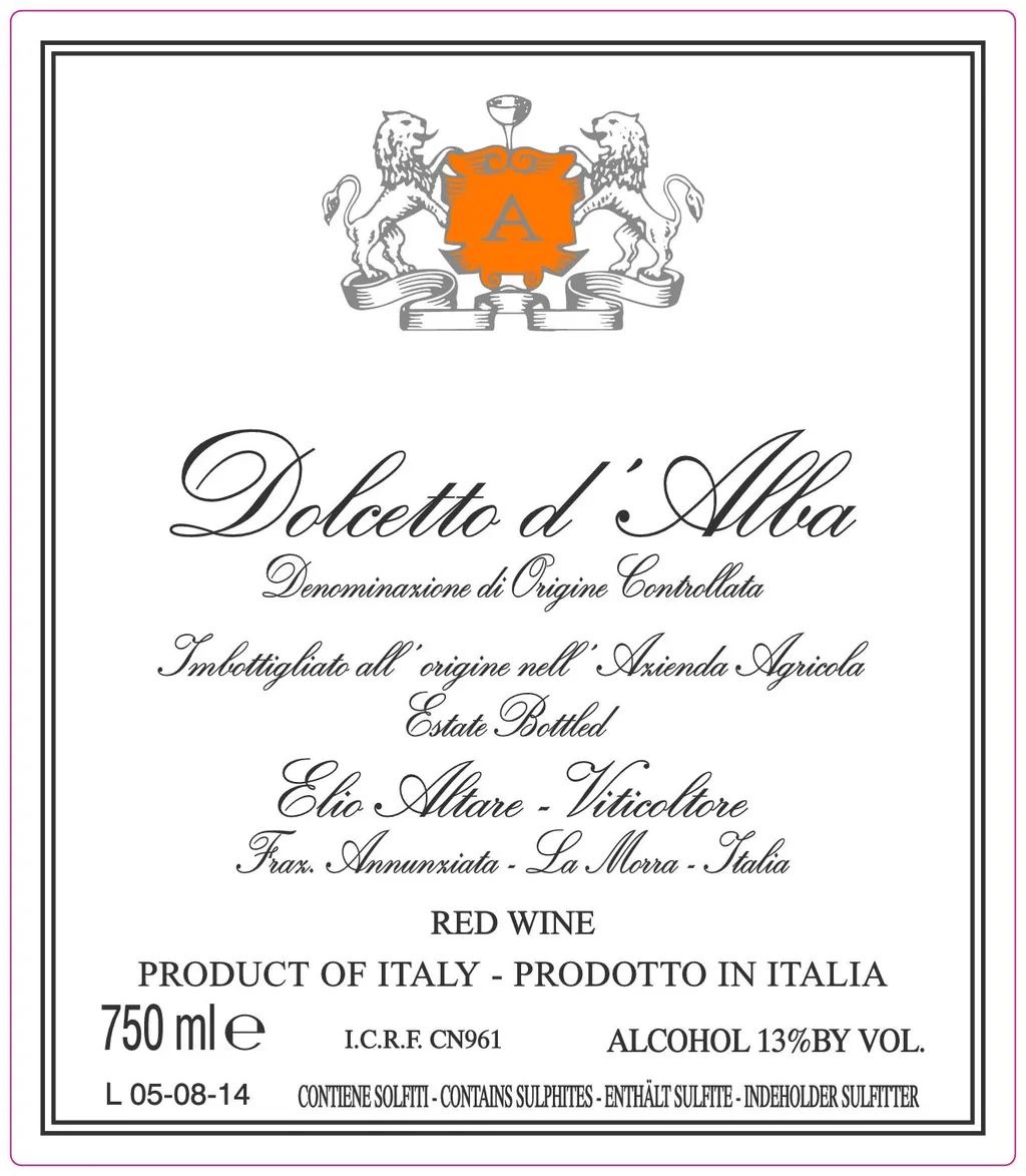 Dolcetto d'Alba Bottle