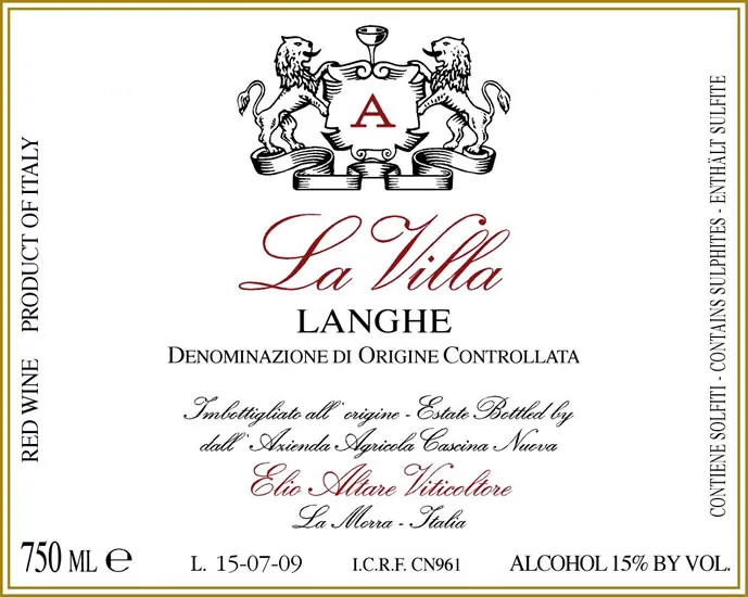 La Villa Vino da Tavola Bottle