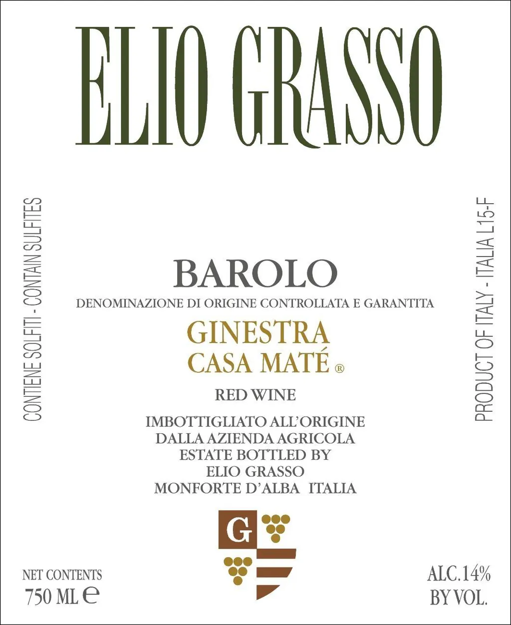 Barolo Ginestra Casa Mate Bottle