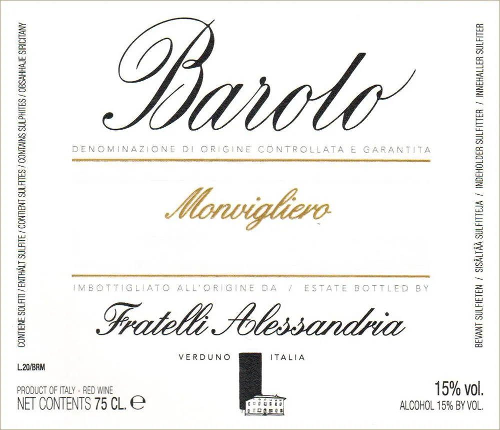 Barolo Monvigliero Bottle