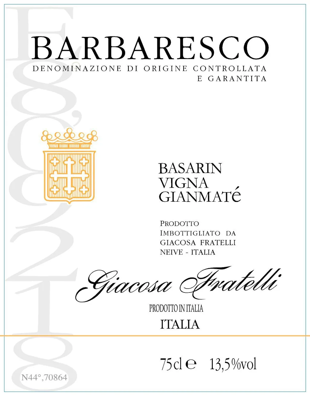Barbaresco Basarin Vigna Gianmate Bottle