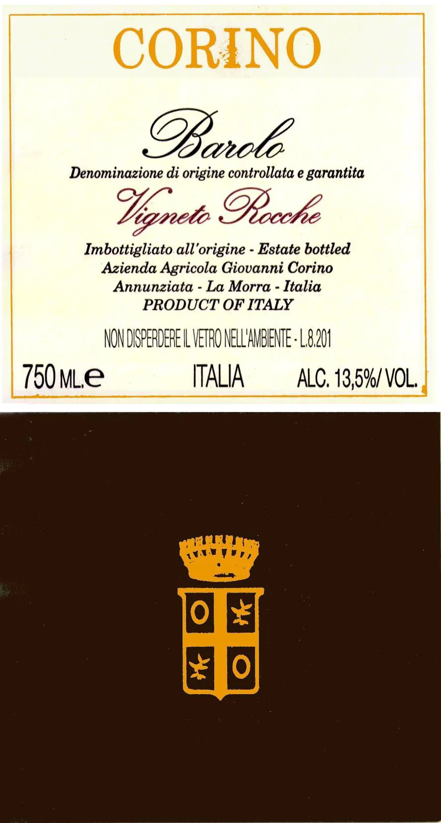 Barolo Vigna Rocche Bottle