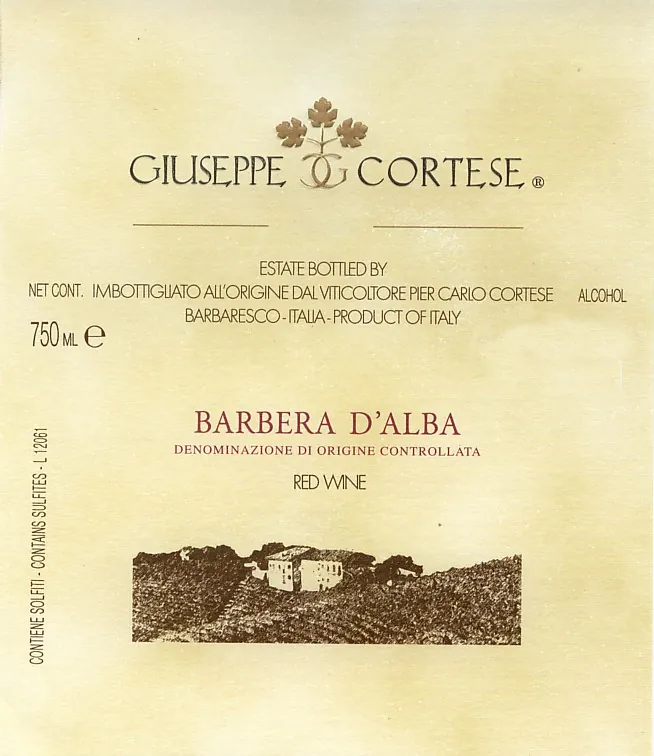 Barbera d'Alba Bottle