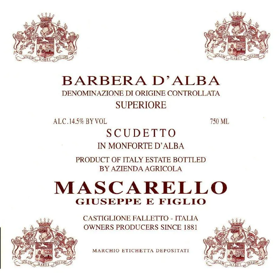 Giuseppe Mascarello Barbera d'Alba Superiore Scudetto Bottle