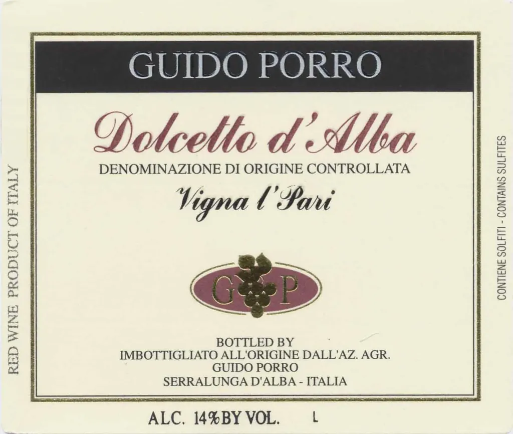 Vigna l'Pari Dolcetto d'Alba Bottle