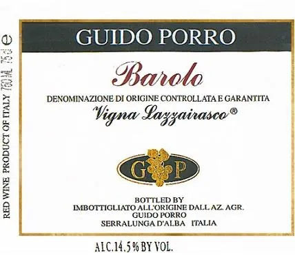 Vigna Lazzairasco Barolo Bottle