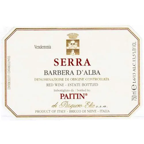 Barbera d'Alba Serra Bottle