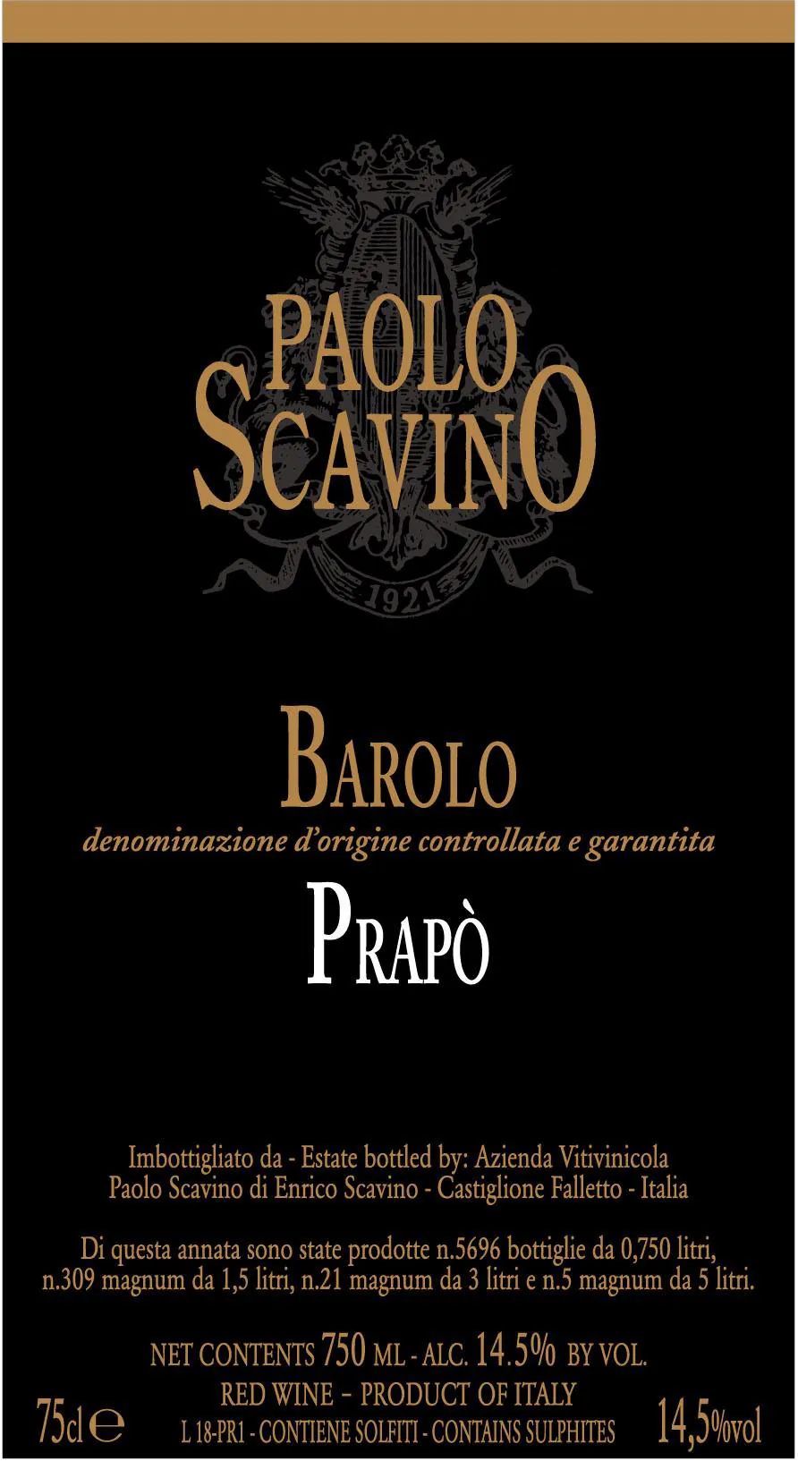 Barolo Prapo Bottle