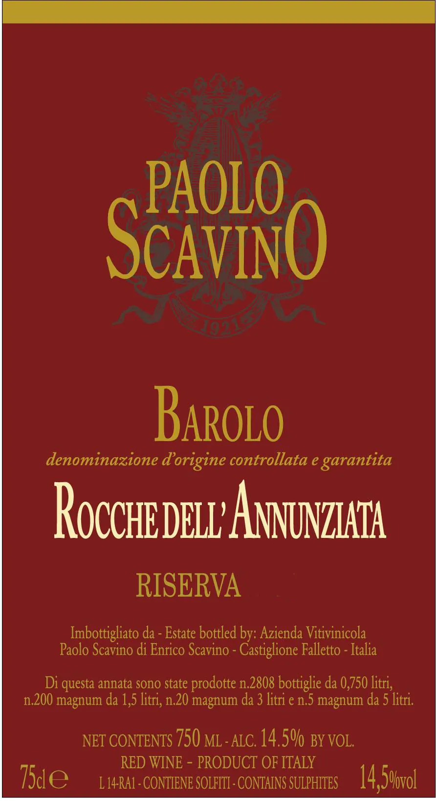 Barolo Rocche dell'Annunziata Riserva Bottle