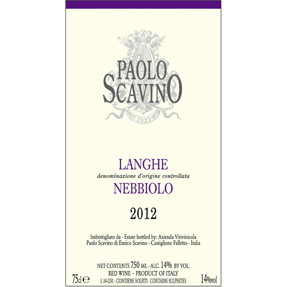 Langhe Nebbiolo Bottle