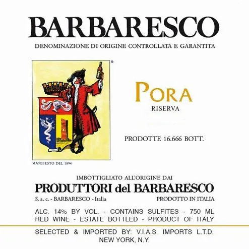 Barbaresco Pora Riserva Bottle