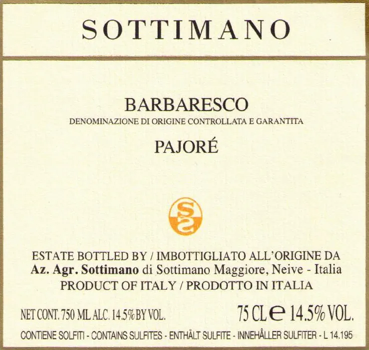 Barbaresco Pajore Bottle