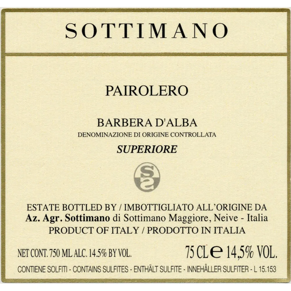 Barbera d'Alba Pairolero Bottle