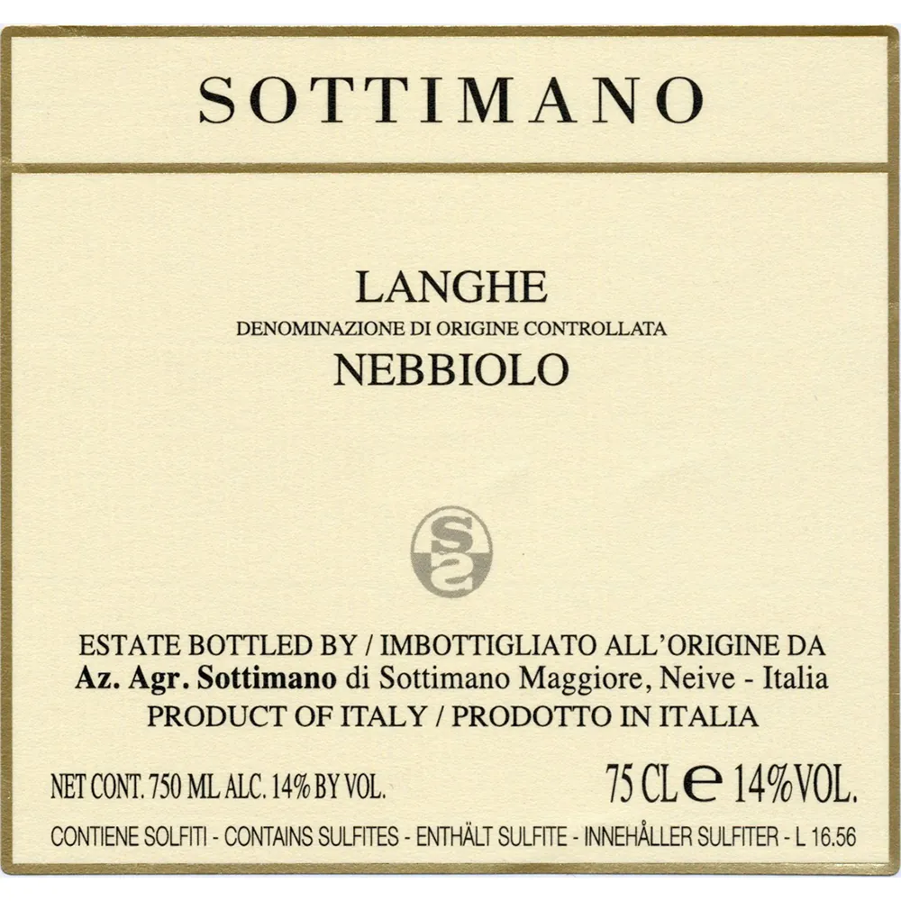 Langhe Nebbiolo Bottle