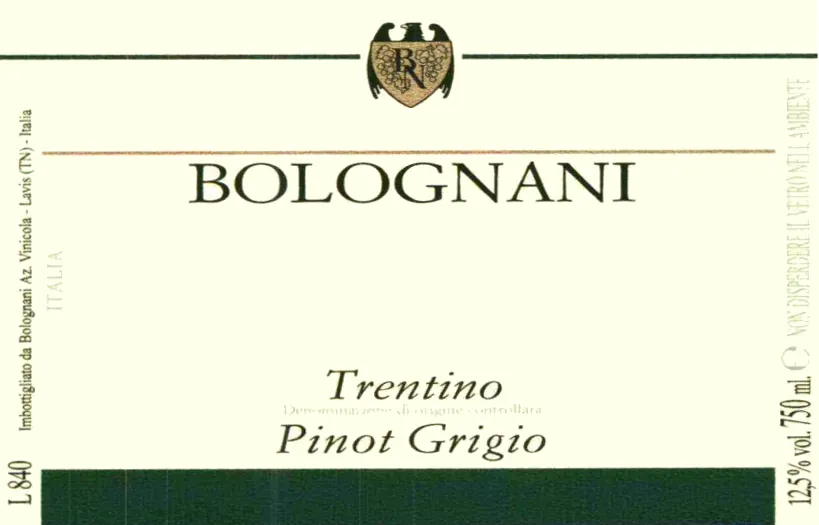 Trentino Pinot Grigio Bottle
