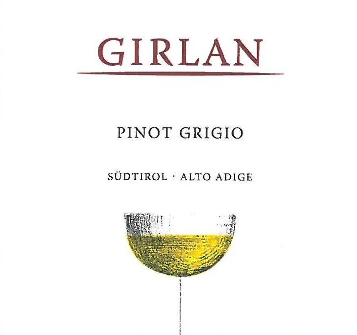 Alto Adige- Pinot Grigio Bottle