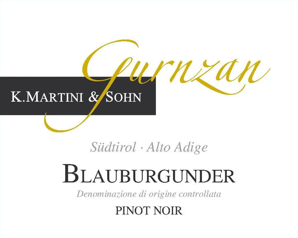 Alto Adige Gurnzan Blauburgunder Pinot Noir Bottle