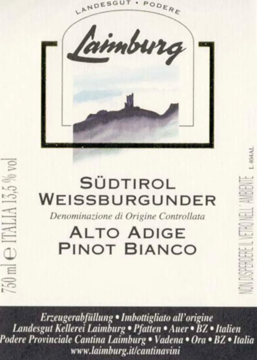 Alto Adige Weissburgunder Pinot Bianco Bottle