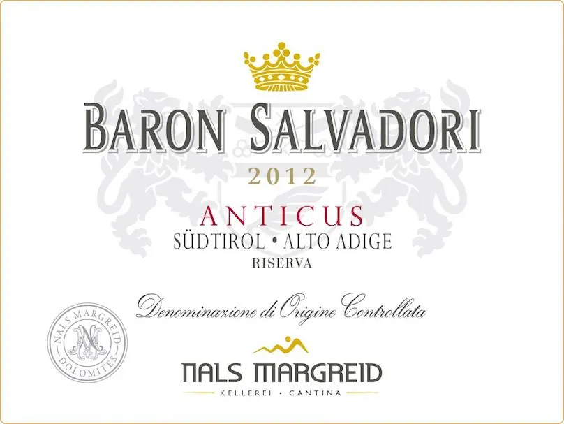 Alto Adige Baron Salvadori Anticus Riserva Merlot Cabernet Bottle