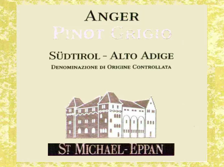 Alto Adige Anger Pinot Grigio Bottle