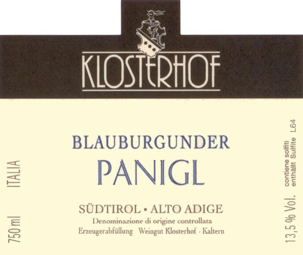 Alto Adige Panigl Blauburgunder Bottle