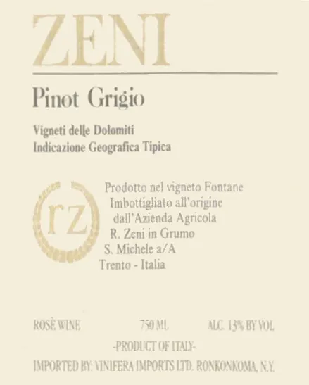 Fontane Ramato Vigneto Pinot Grigio Bottle