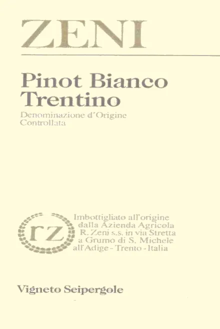 Trentino Vigneto Seipergole Pinot Bianco Bottle