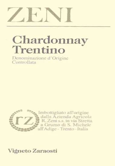 Trentino Vigneto Zaraosti Chardonnay Bottle