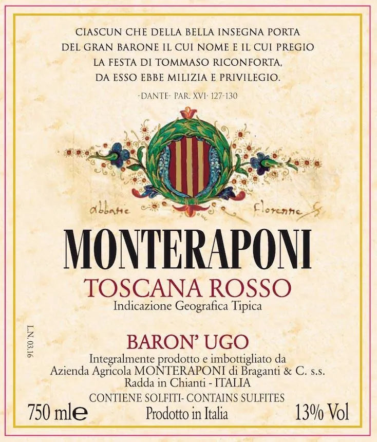 Monteraponi Baron' Ugo Toscana Rosso Bottle
