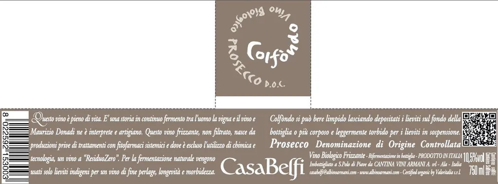 Casa Belfi Colfondo Prosecco Frizzante Bottle