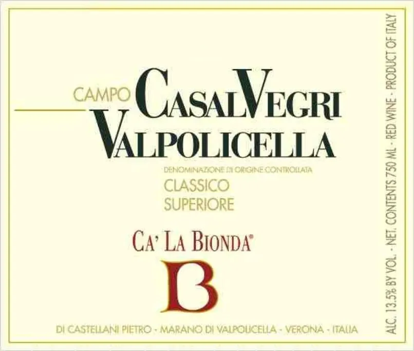 Valpolicella Classico Superiore Campo Casal Vegri Bottle