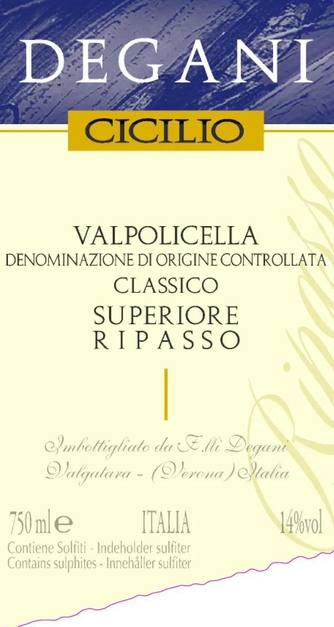Degani Valpolicella Ripasso Classico Superiore Cicilio Bottle