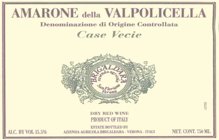 Case Vecie Amarone della Valpolicella Bottle