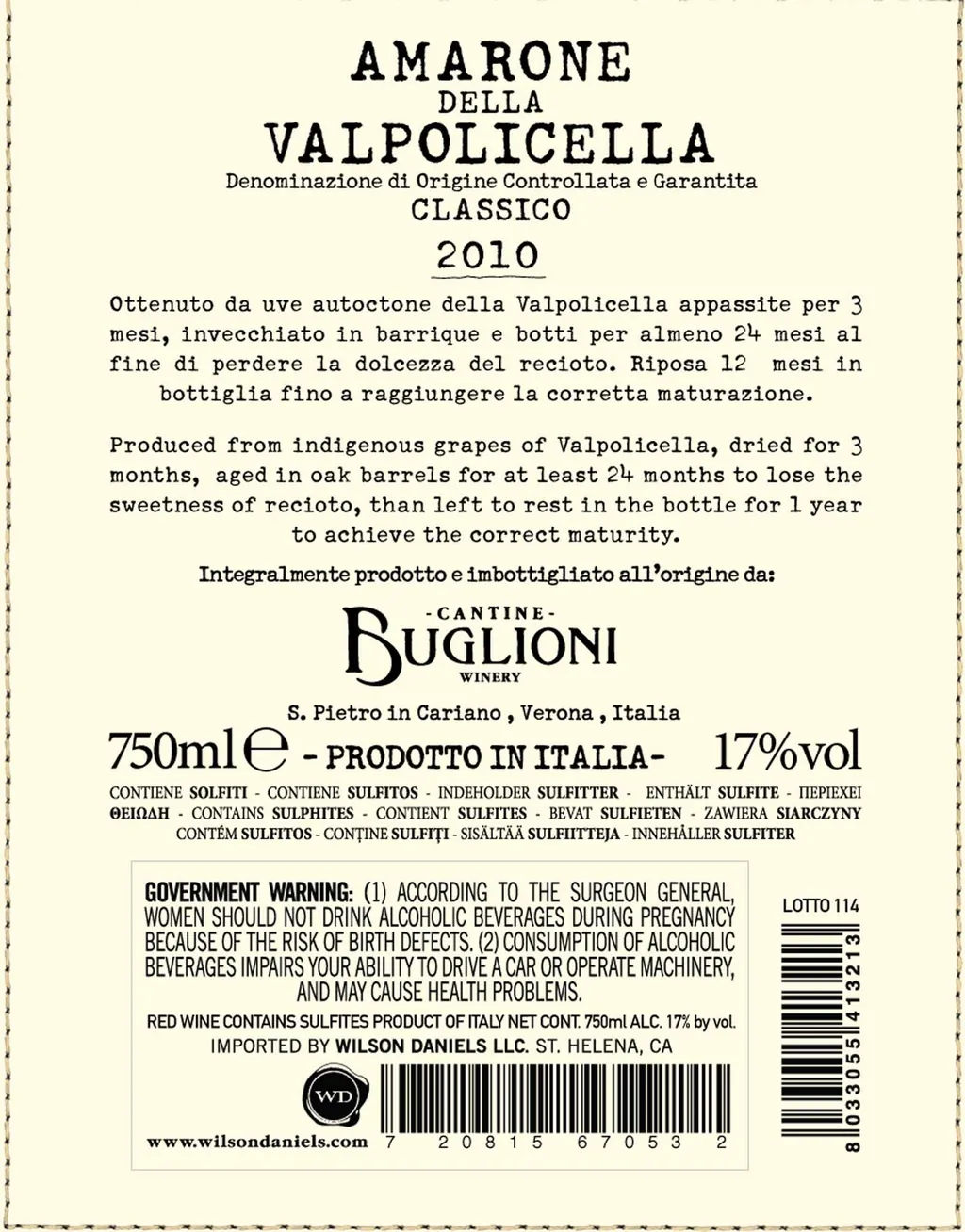 Amarone della Valpolicella Classico L'Amarone Bottle