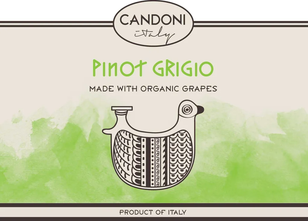 Candoni Organic Pinot Grigio Bottle