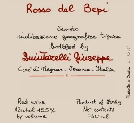 Rosso del Bepi Bottle