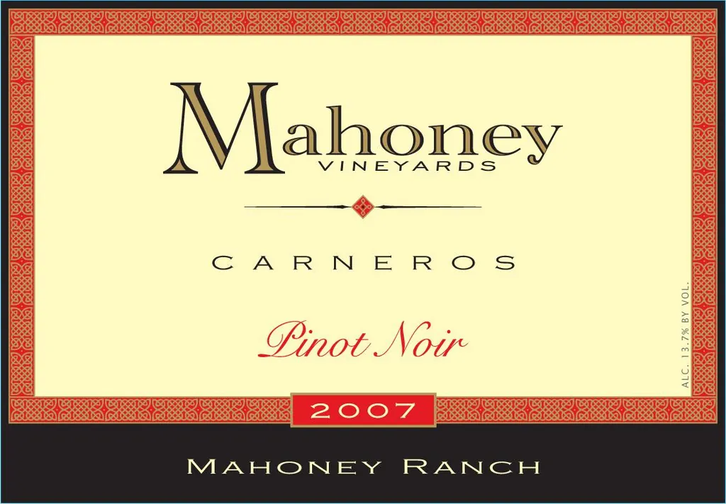 Mahoney Vineyards Mahoney Ranch Pinot Noir Bottle